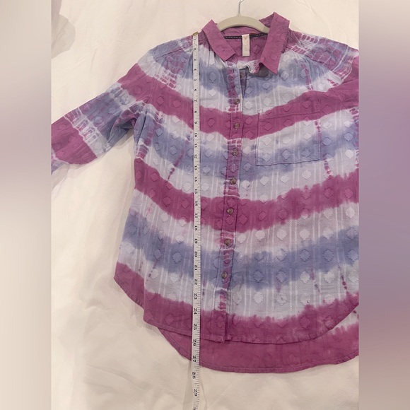 Purple Tie-Dye Button-Up Shirt by Pilcro - Picture 9 of 10